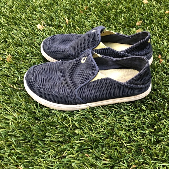 OluKai Nohea mesh boys shoes blue with yellow - Picture 2 of 6